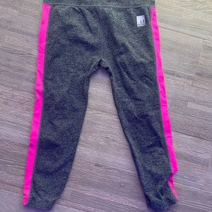 LA Winner Grey and Pink Stripe Capri Leggings